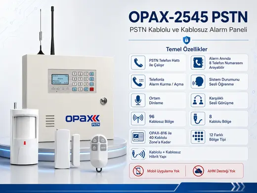 OPAX-2545 PSTN Kablolu ve Kablosuz Alarm Paneli görseli 5