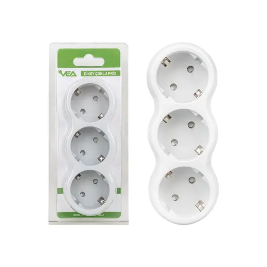 VEA VE-2211-3GW A CLASS 3LÜ DİKEY ÇOKLU PRİZ (MADE IN MALAYSIA)