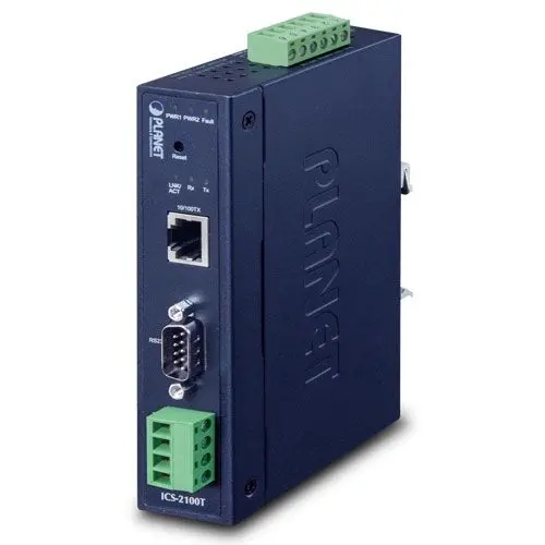 PLANET PL-ICS-2100T Endüstriyel 1-Port RS232/RS422/RS485 Serial Device Server 1 x 10/100TX -40~75 derece C Industrial