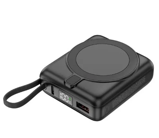 S-link M10L 10000mAh Magsafe 15W PD22.5W+QC3.0 18W Siyah Led Logo Şarj Cihazı Powerbank