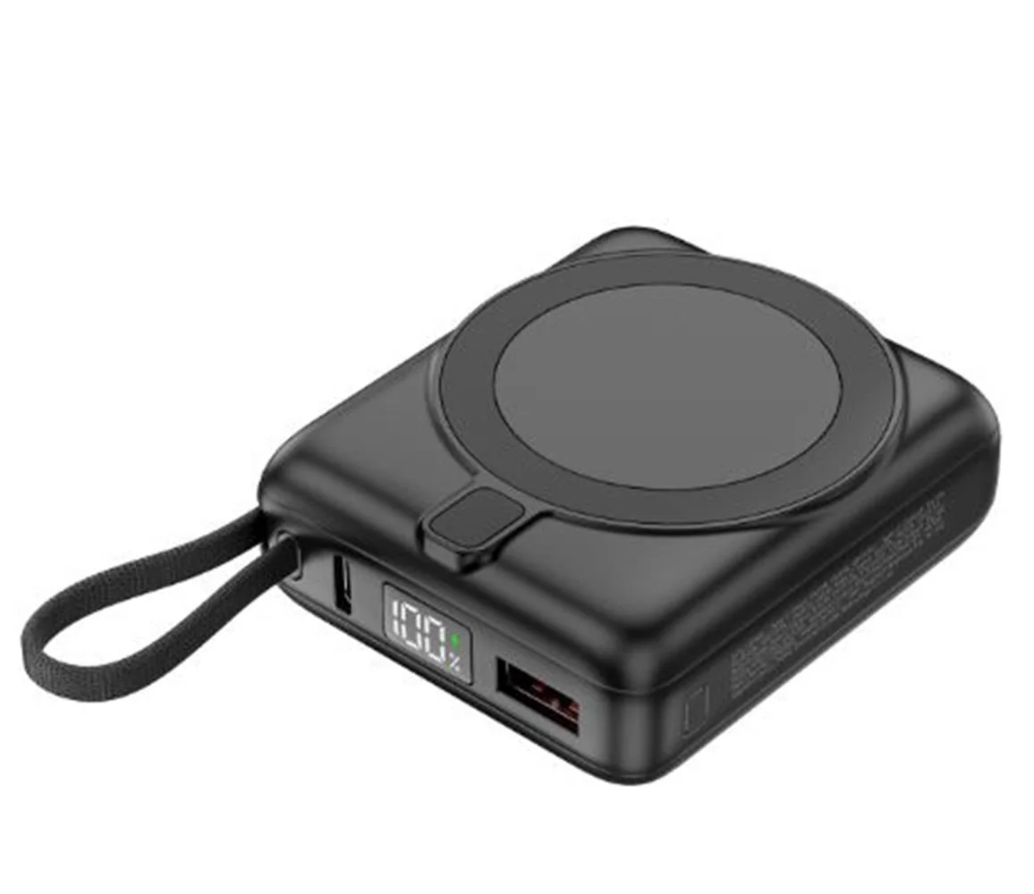 S-link M10L 10000mAh Magsafe 15W PD22.5W+QC3.0 18W Siyah Led Logo Şarj Cihazı Powerbank