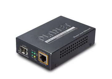 PLANET PL-GTP-805A 1000Base-X to 10/100/1000Base-T 802.3at PoE Media Converter, LC Fiber Interface