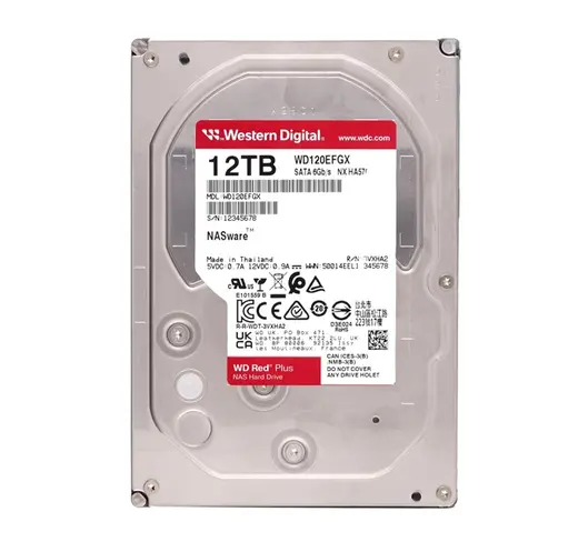 WD Red Plus Nas 12TB 3.5'' 7200Rpm SATA(WD120EFGX) görseli 1
