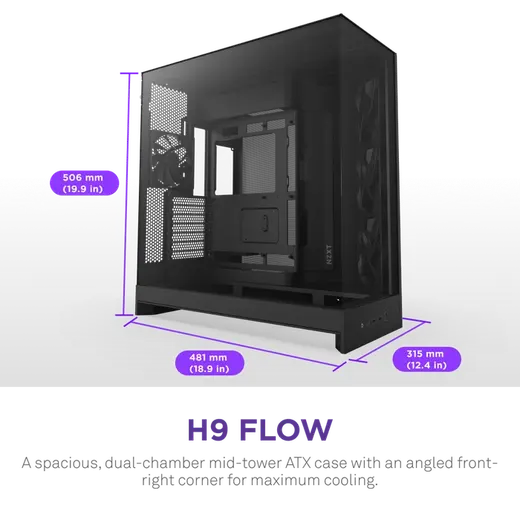NZXT H9 FLOW CM-H92FB-01 Gaming Mid Tower PC Kasası görseli 6