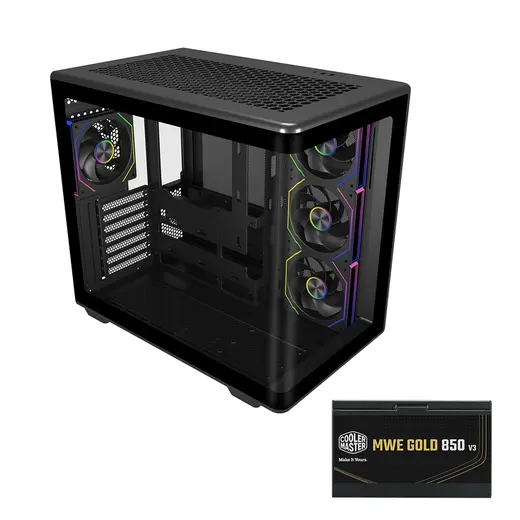COOLERMASTER 850W 80+ GOLD ELITE 600 Curve TG E600-KGNN85-S01 4-ARGB Fanlı Gaming Mid-Tower PC Kasası görseli 6