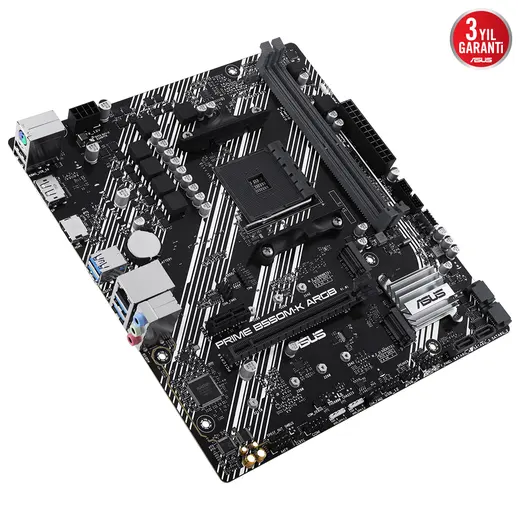 ASUS PRIME B550M-K ARGB AMD AM4 DDR4 4866 DP HDMI Çift M2 USB3.2 AURA RGB mATX görseli 3