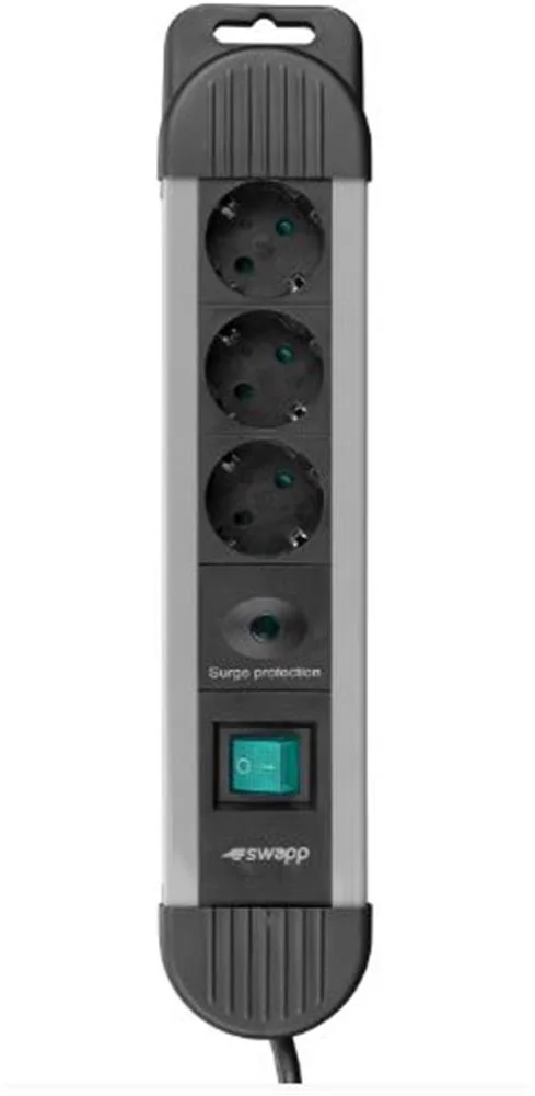 S-link SPGKS03 1.5m 3G1.5mm2 900 Joule 3Lü Akım Kor. Gri Priz Çoklayıcı