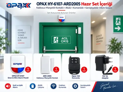 OPAX HY-6107-ARD2005 Kablosuz Acil Çıkış Kapısı Alarm Sistemi Seti görseli 4
