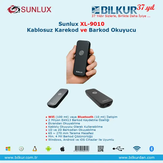 Sunlux XL-9010 Karekod Kablosuz Barkod Okuyucu görseli 7