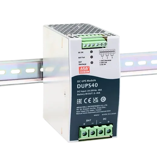 MEANWELL DC-UPS40, 24V/40A DIN Rail Type Uninterruptible DC-UPS Module