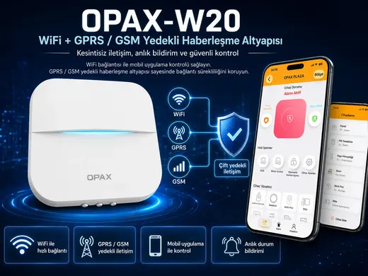 OPAX-W20-S GPRS/GSM/WiFi Kablosuz Alarm Sistemi görseli 4
