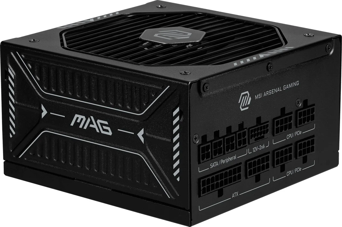 MSI 850W 80+ GOLD MAG A850GLS PCIE5 ATX 3.1 PCIe 5.1 12V-2x6 Tam Modüler Power Supply