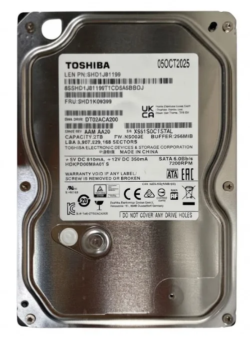 TOSHIBA 3.5" 2TB SHD1J81199 7200 RPM 256MB SATA-3 PC Diski Poşetsiz