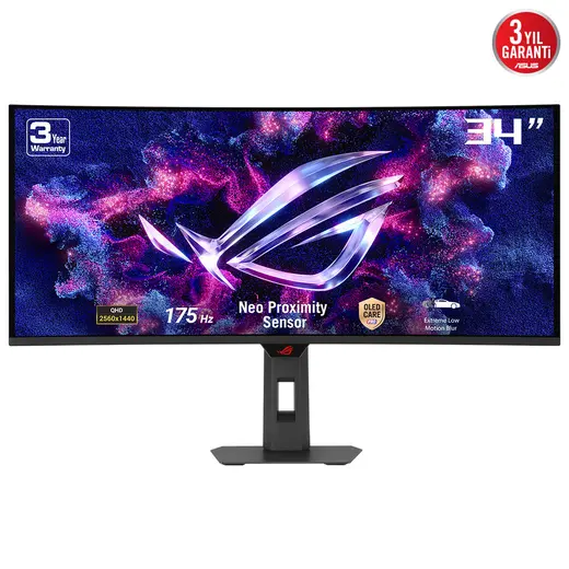 ASUS 34" OLED ROG STRIX XG34WCDG 0.03MS 175HZ HDMI-DP TYPEC Kavisli Gaming Monitör 3840x1440 görseli 1