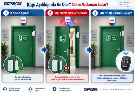 OPAX HY-6107-ARD2005 Kablosuz Acil Çıkış Kapısı Alarm Sistemi Seti görseli 3