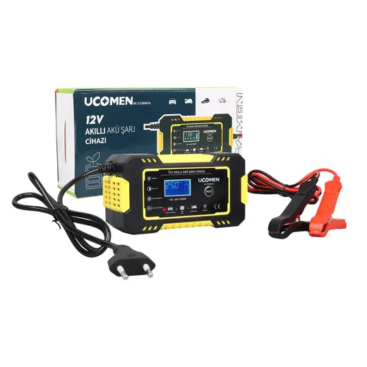 UCOMEN UC-C120501A 12V MAX 6A SARI LED GÖSTERGELİ AKÜ ŞARJ CİHAZI görseli 3
