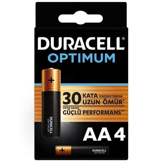 DURACELL OPTIMUM MX1500 1.5 VOLT ALKALİN AA KALEM PİL (4LÜ PAKET) görseli 3