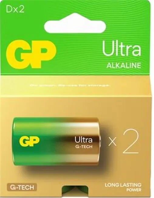 GP G-Tech LR20 Büyük Boy Ultra Alkalin Pil 2'li Paket GP13AU-U2 D Boy