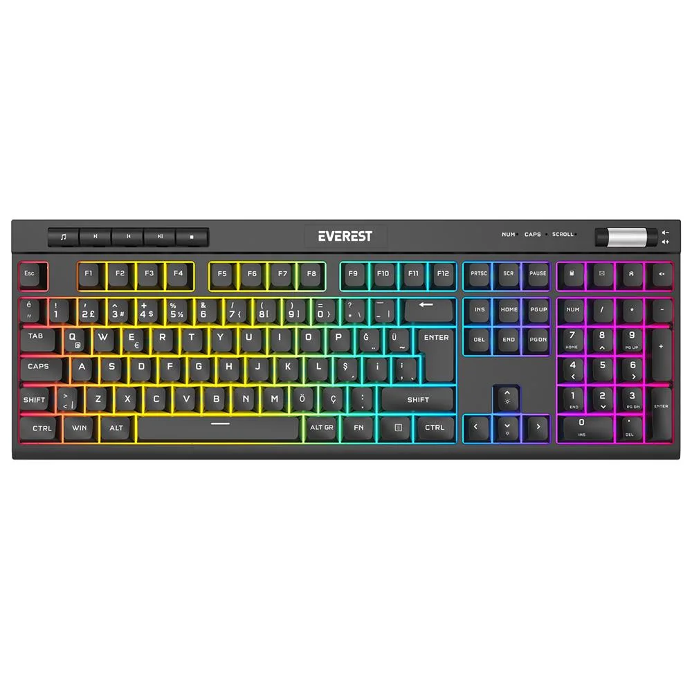 Everest KB-68 Shin Siyah Rainbow Q Membrane Klavye RGB