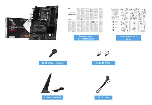 MSI PRO B840-S EVO WIFI6E DDR5 HDMI-TYPEC PCIE 4.0 AM5 ATX alternatif görünüm