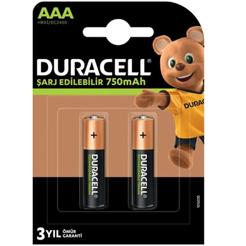DURACELL HR03/DC2400 AAA İNCE 2Lİ 750 MAH ŞARJLI PİL