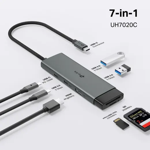 TP-LINK UH7020C TYPE-C TO HDMI/SD/mSD/POWER/USB 7IN1 HUB