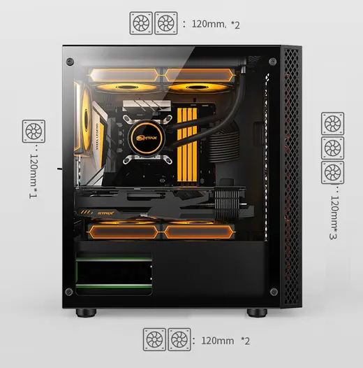 AZTECH 600w SKYLINE AZT04 RGB Gaming Mid-Tower Pc Kasası görseli 3