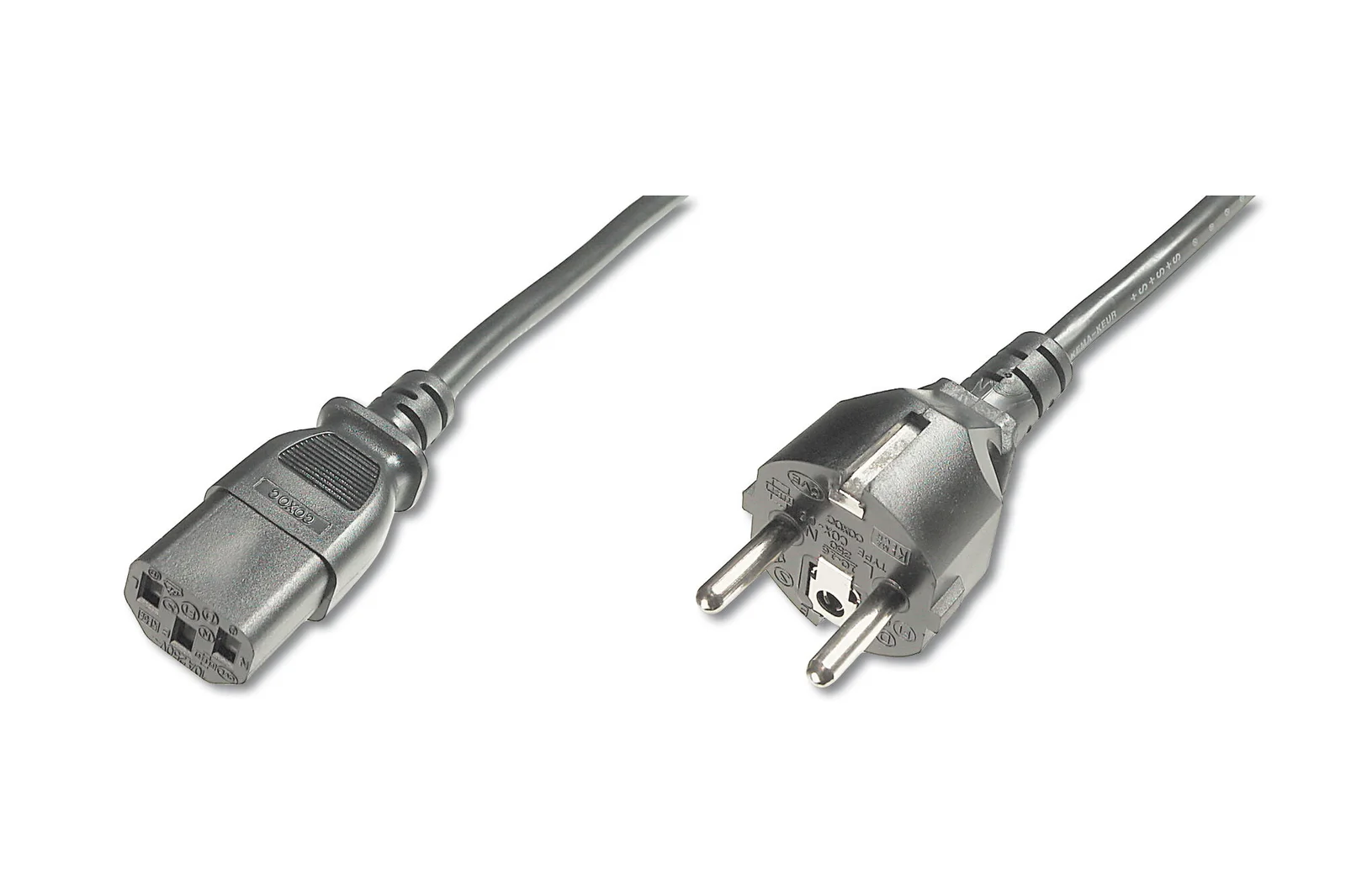 DIGITUS AK-440101-018-S Güç Kablosu, CEE 7/7 (Typ-F) - C13 Erkek/Dişi, 1.8 metre, H05VV-F3G 0.75qmm, siyah renk