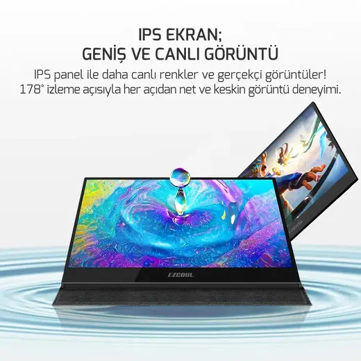 Ezcool 15.6" Lite E15 60Hz Fhd Portable Taşınabilir Monitör (Sıfır Ölü Piksel Garantili) alternatif görünüm
