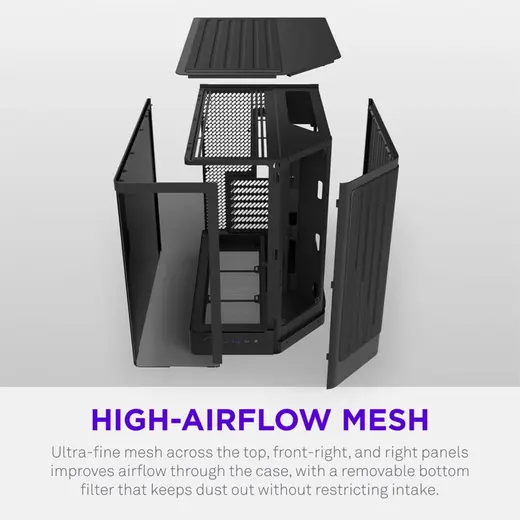 NZXT H6 RGB+ CC-H62FB-P1 Dual-Chamber Gaming Mid-Tower PC Kasası görseli 5