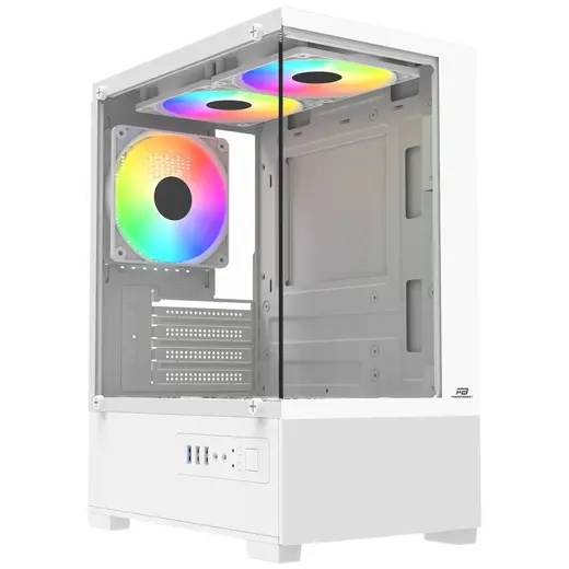 POWERBOOST 500W PB-M5001W 3-Rainbow Fanlı Gaming Micro-Tower PC Kasası Beyaz görseli 5
