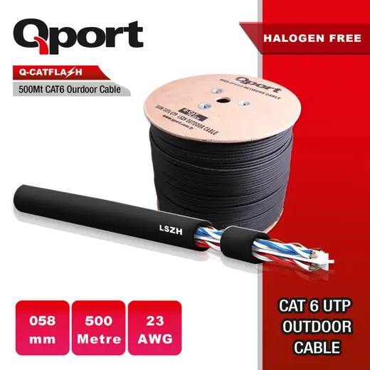 Qport Q-CATFLASH 23AWG CAT6 500mt LSZH Outdoor Kablo