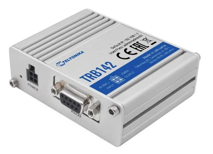 TELTONIKA TE-TRB142 4G (LTE) Endüstriyel Gateway - Cat 1 (10/5 Mbps) - 1x SIM kart yuvası, 1x Radyo - 1x RS-232