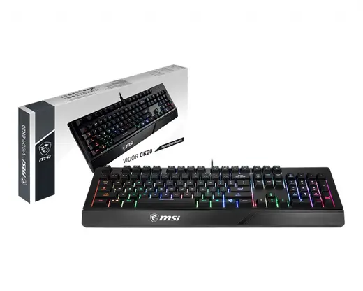 MSI Q TR Vigor GK20 RGB Ledli Sessiz Membran Siyah Oyuncu Klavyesi görseli 1