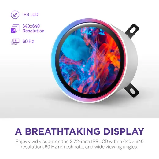 NZXT 360MM LCD KRAKEN ELITE 360 RGB v2 RL-KR36E-W2 AM5-1851p Sıvı Soğutmalı İşlemci Fanı Beyaz görseli 8
