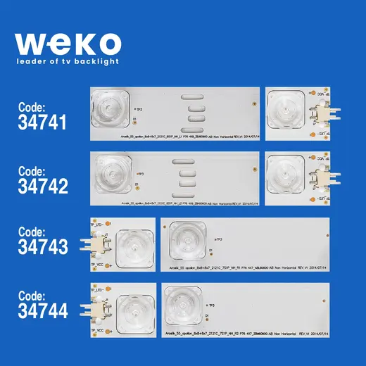 WKSET-5045 34741X4 34742X4 34743X4 34744X4 ARCELİK_55_APOLLON_8X8+8X7_2121C 16 ADET LED BAR alternatif görünüm