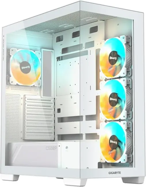 GIGABYTE GB-C500PI-ST C500 Panoramic Stealth Ice Sütunsuz Panoramik Cam Beyaz Mid Tower PC Kasası (4x ARGB Fanlı) görseli 5