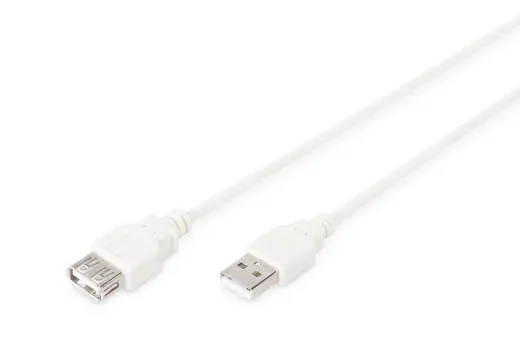 DIGITUS AK-300202-018-E USB 2.0 Uzatma Kablosu, USB A, Erkek - USB A Dişi, AWG 28, 1.8 metre, USB 2.0 uyumlu, UL