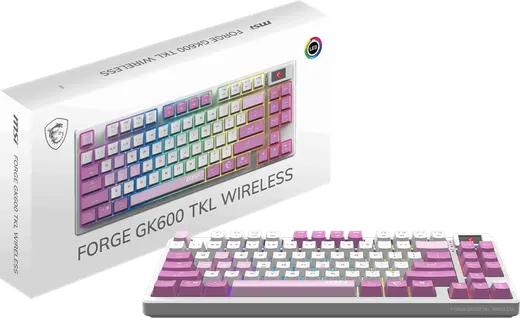 MSI Q TR GG Forge GK600 TKL Violet Switch Mekanik Beyaz/Mor Oyuncu Klavyesi görseli 8