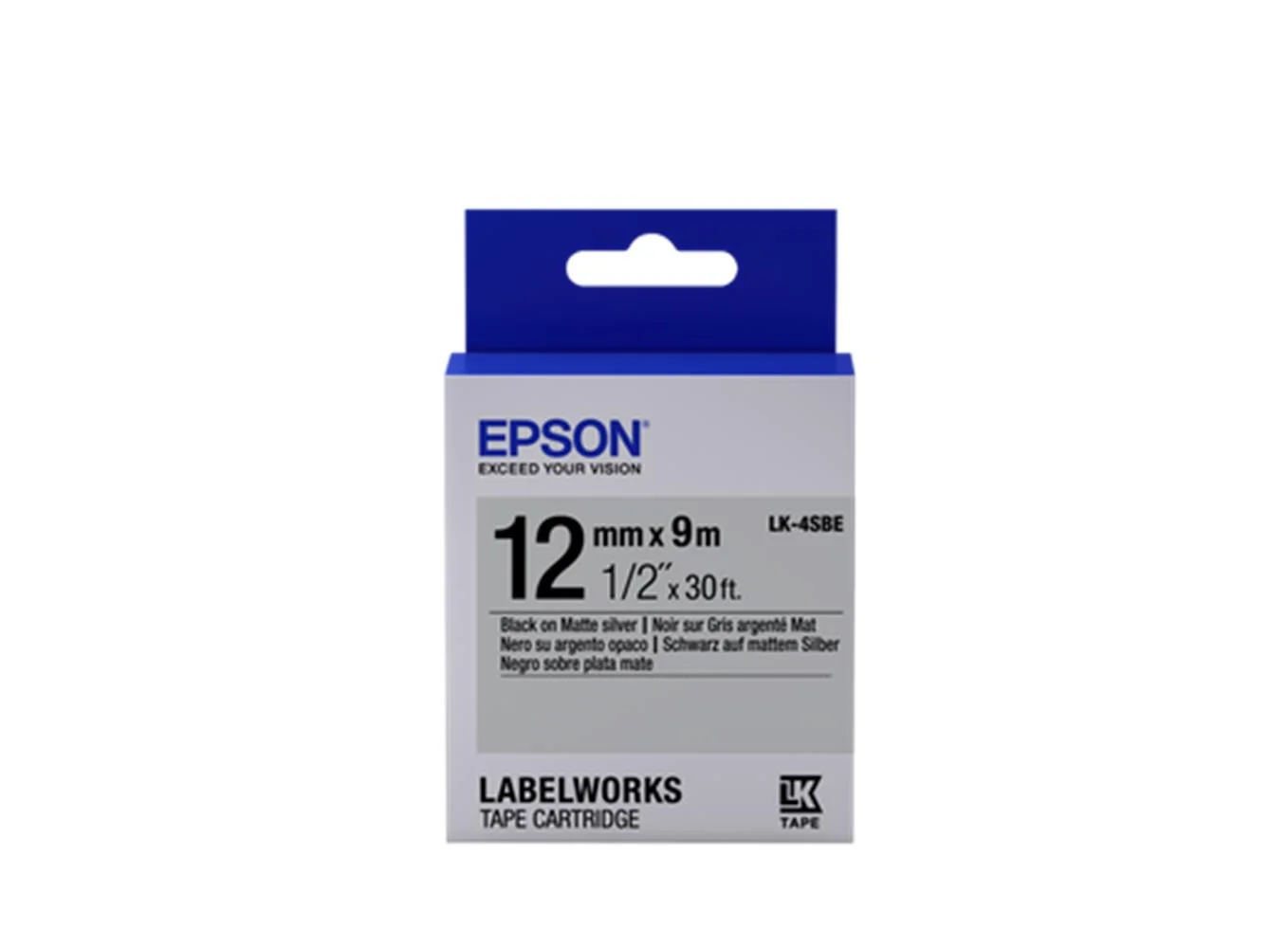 Epson LK-4SBE Gümüş Üzeri Siyah 12mm 9Metre Etiket