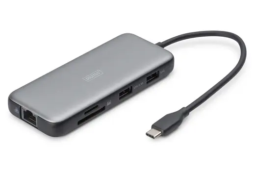 DIGITUS DA-70915 8-port USB-C Docking Station 2 x HDMI 3 x USB 3.0 1 x RJ45 1 x SD 1 x MicroSD 1 x USB-C PD görseli 5