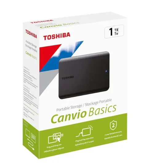 Toshiba 1TB Canvio Basic 2.5" Gen1 USB 3.2 Harici Harddisk (HDTB510EK3AA) alternatif görünüm