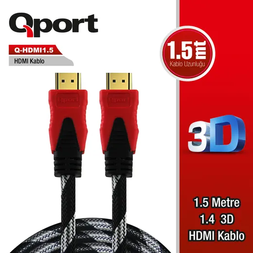 QPORT (Q-HDMI1.5) ALTIN UCLU 1.5M HDMI KABLO görseli 3