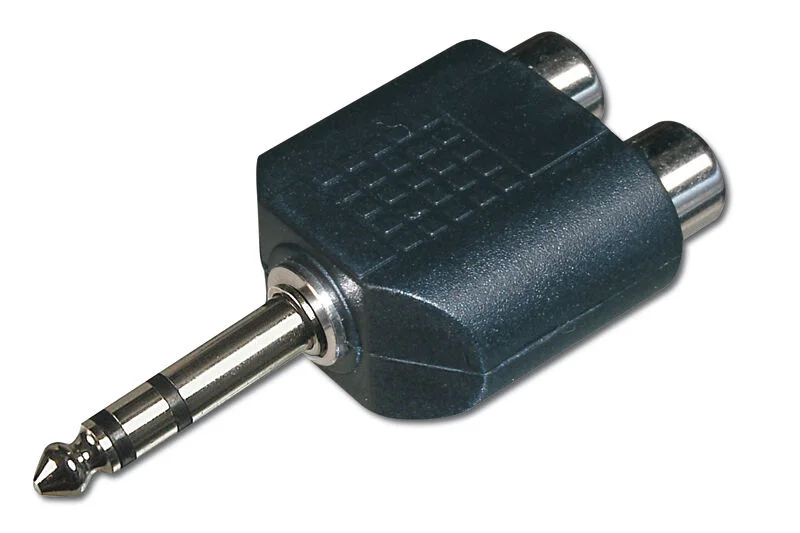 DIGITUS AK-402012 Ses Adaptörü, stereo 6.3mm erkek 2 x RCA dişi yuva, plastik