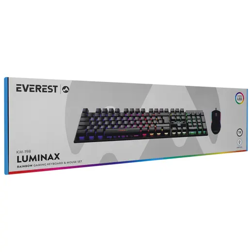 Everest KM-198 Luminax Siyah Gökkuşağı Aydınlatmalı Q Gaming Oyuncu Klavye+Mouse Set alternatif görünüm