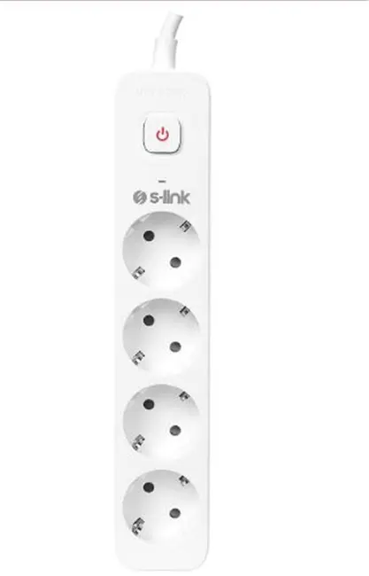 S-link SPG401S 1.5m 1.5mm 100 yüzde Bakır 750 Joule 4 lü Anahtarlı Akım Korumalı Priz
