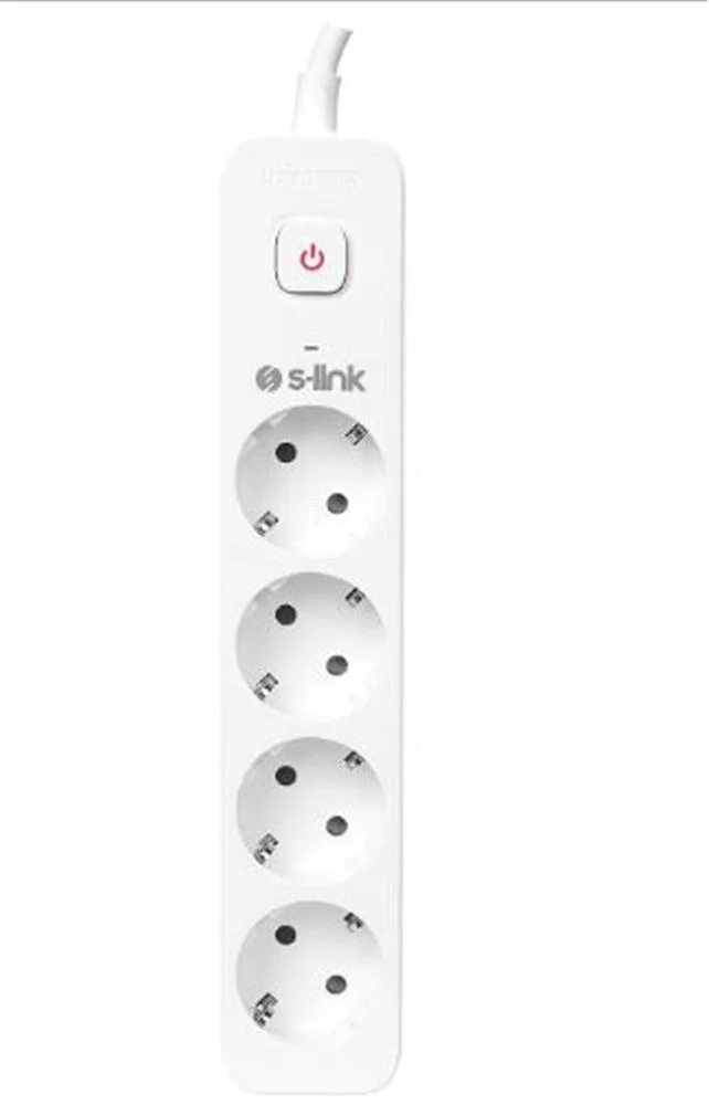S-link SPG401S 1.5m 1.5mm 100 yüzde Bakır 750 Joule 4 lü Anahtarlı Akım Korumalı Priz