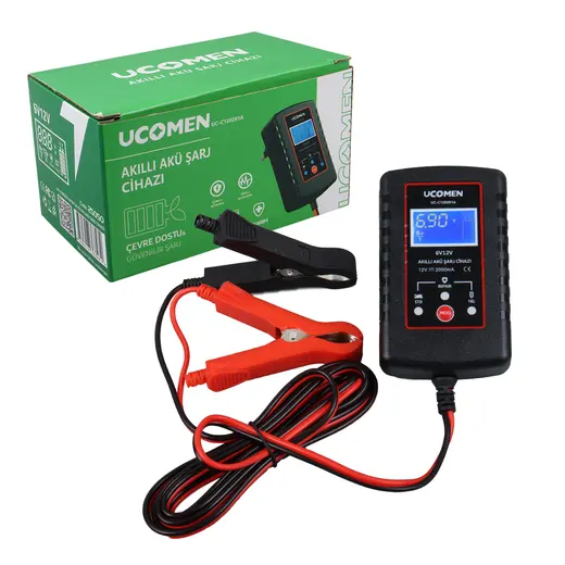 UCOMEN UC-C120201A SİYAH 6/12V MAX 2A LED GÖSTERGELİ AKÜ ŞARJ CİHAZI görseli 3