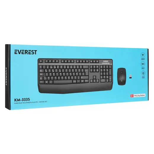 Everest KM-3335 Siyah Ikisi bir arada 2 in 1 Kablosuz Q Multimedia Klavye + Mouse Set alternatif görünüm