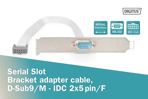 DIGITUS AK-610300-003-E Seri yuva braket kablosu, D-Sub9 - IDC 2x5pin St/Bu, 0,25 m, seri, DTK, bej renk görseli 5